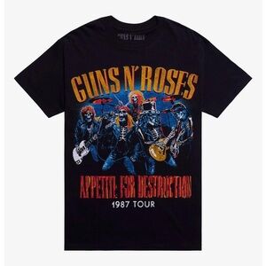Guns N' Roses Appetite 4 Destruction 1987 Tour T-Shirt Rock Band Fan Tee XL NEW